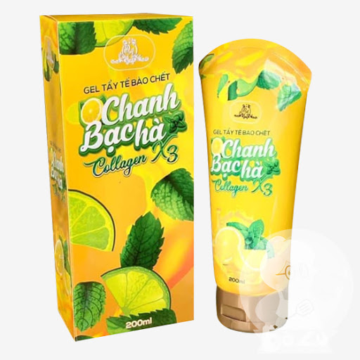 Gel Tẩy Tế Bào Chết Collagen X3 - Chanh Bạc Hà  Dành Cho Da Mặt Và Body
