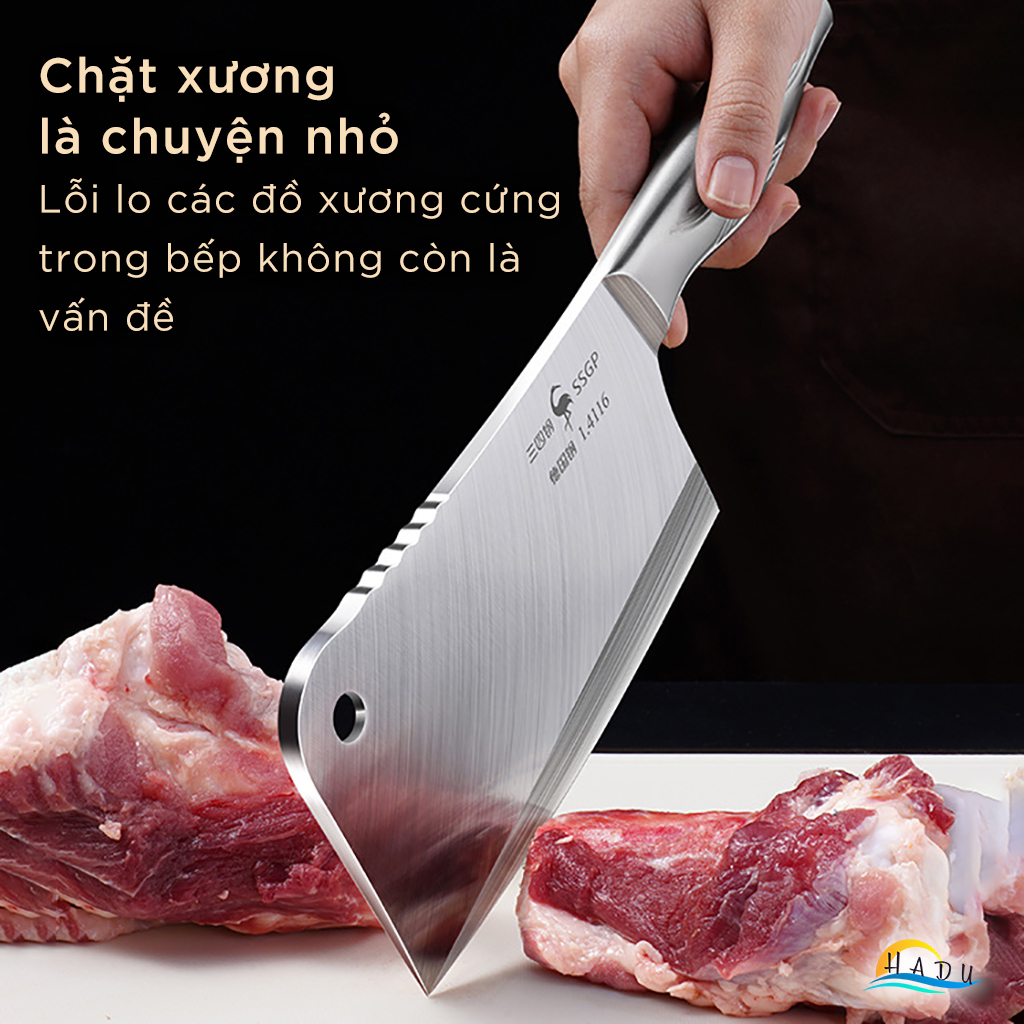 Dao Chặt Xương Thịt Gà Cao Cấp Kiểu Nhật Bản - Thép Không Gỉ Inox 304 Đạt Chuẩn Chất Lượng Đức - SSGP Chính Hãng
