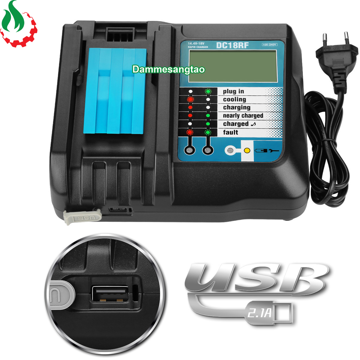 Sạc pin Makita 14V-18V DC18RF Li-ion nhận mạch zin hiển thị LCD