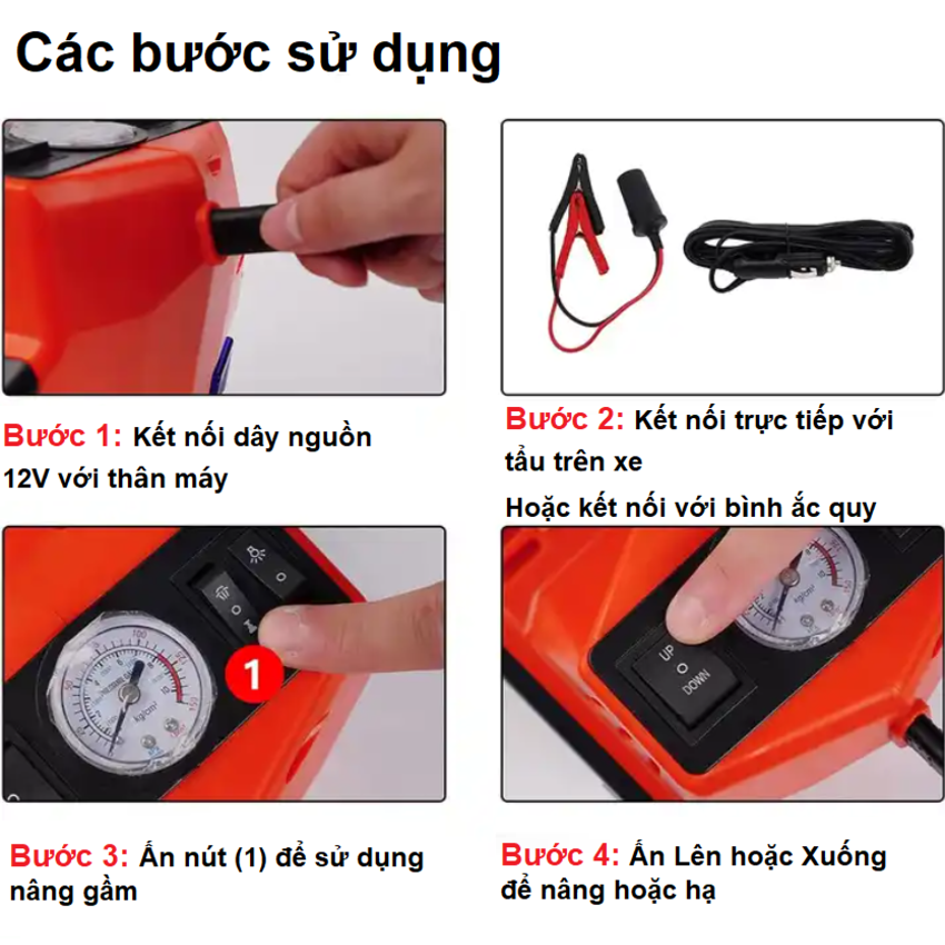 Bộ nâng kích gầm điện 5 tấn, kiêm máy bơm lốp và máy siết ốc ô tô đa năng 3 trong 1 ROGTZ TY-155EHJS - Hàng Nhập Khẩu Chính Hãng