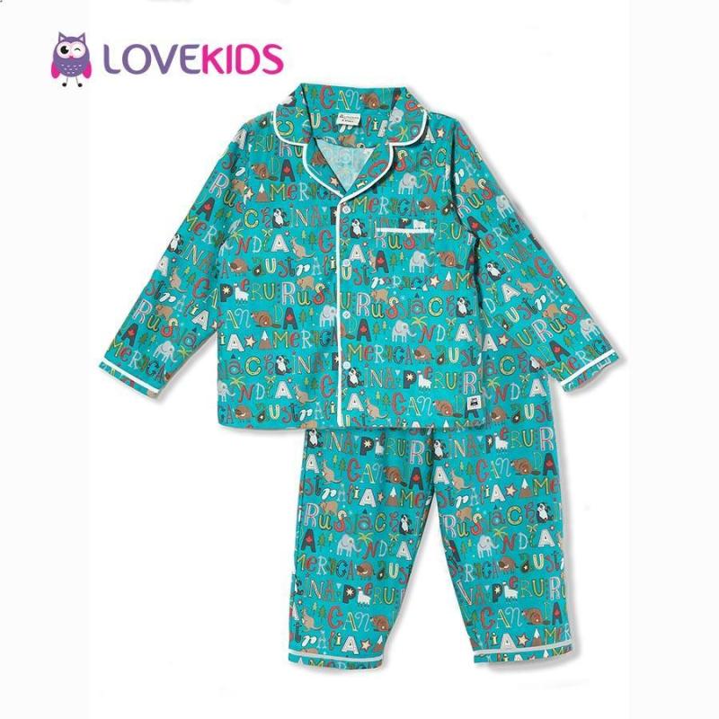 Nơi bán Bộ mặc nhà bé gái - chữ xanh Lovekids