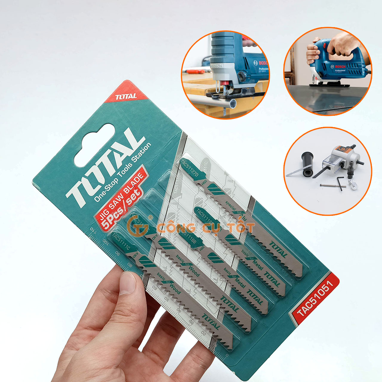Bộ 5 lưỡi cưa lọng cưa gỗ, nhôm, sắt total tac51051