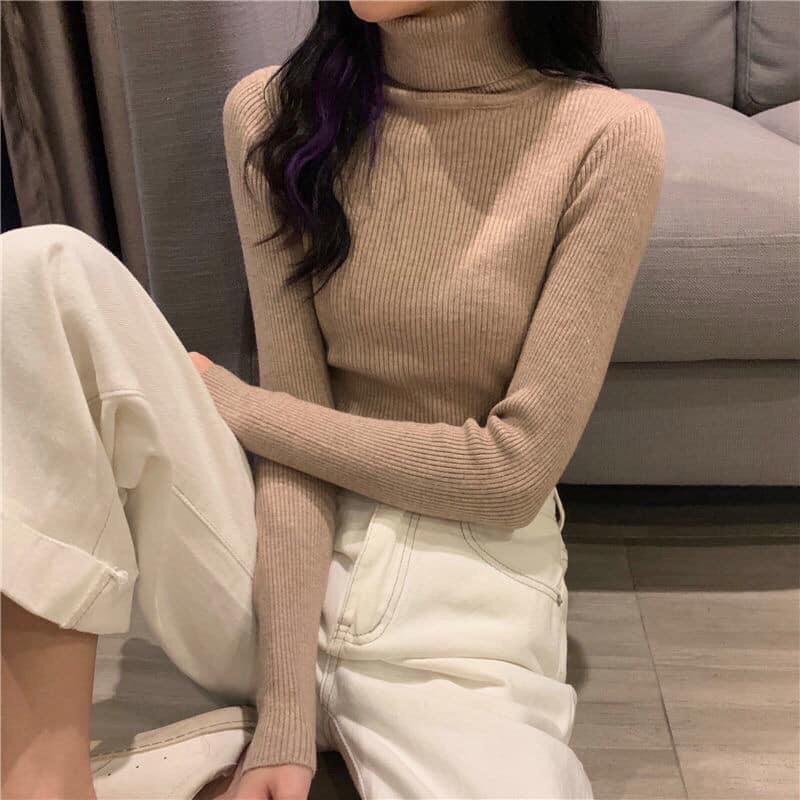 Áo len nữ  tăm cổ lọ mềm mịn ôm dáng xinh