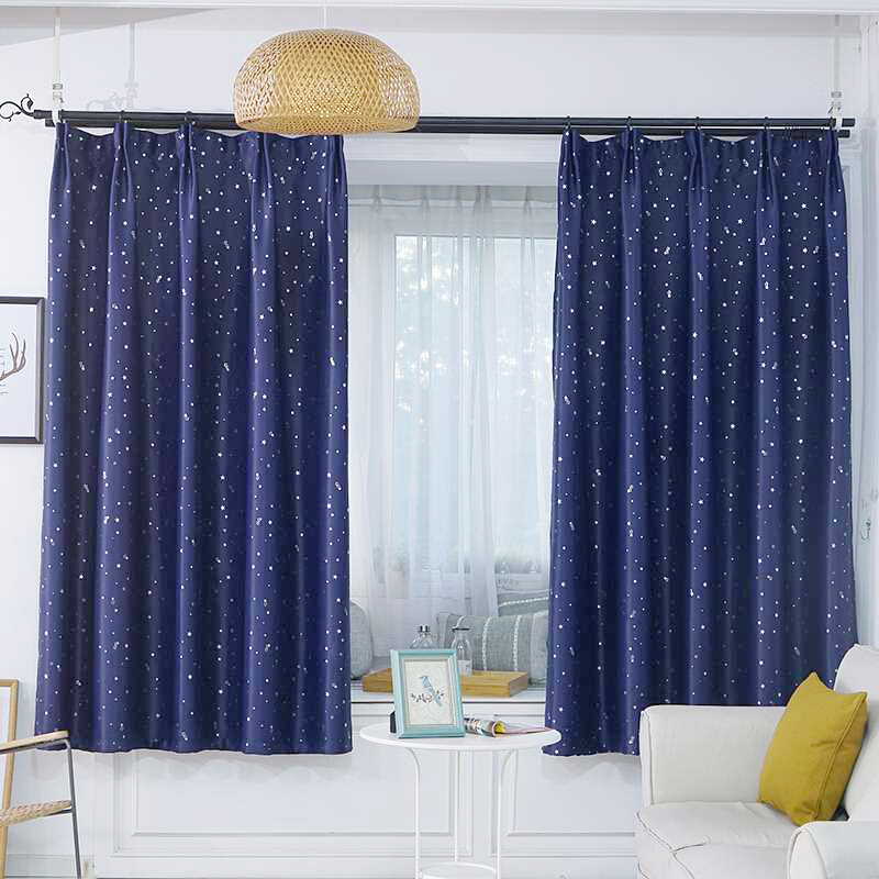 Rèm cửa và cửa sổ họa tiết sao sáng lấp lánh mành treo cửa che nắng rộng 1m trang trí phòng tặng kèm móc treo BS2071-2072