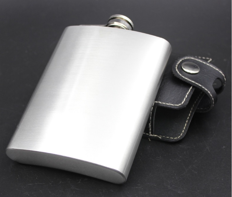 Bình inox đựng rươu Hip Flask 250ml kèm bao da