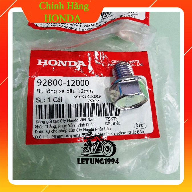 Ốc xả dầu - ốc rốn dầu/bu lông xả dầu và đệm nhôm/long đen nhôm HONDA