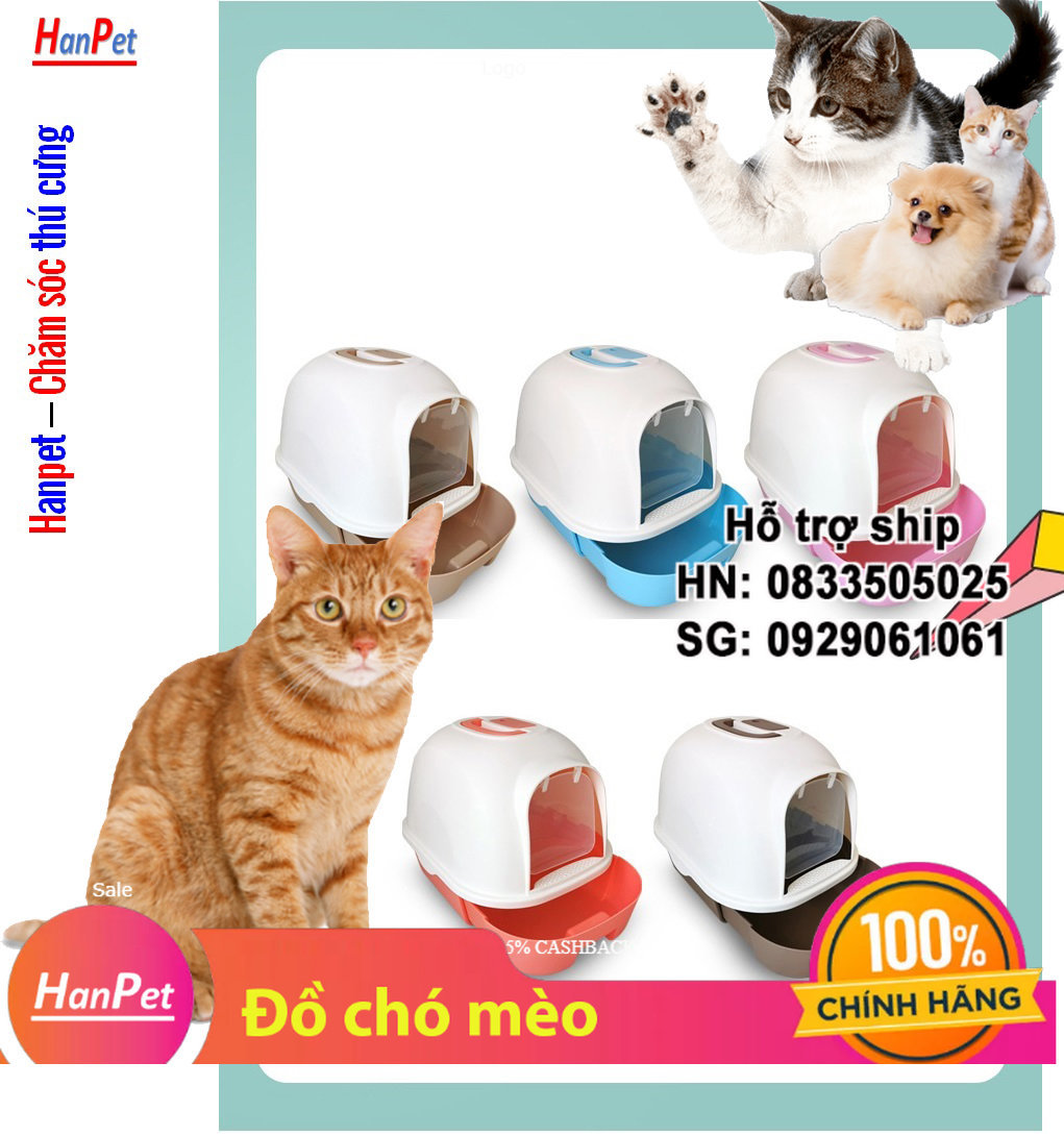 Hanpet - Nhà vệ sinh cho mèo có khay cát dạng ngăn kéo new (KT 49x36 cao 39cm) nha ve sinh meo / khay đựng cát