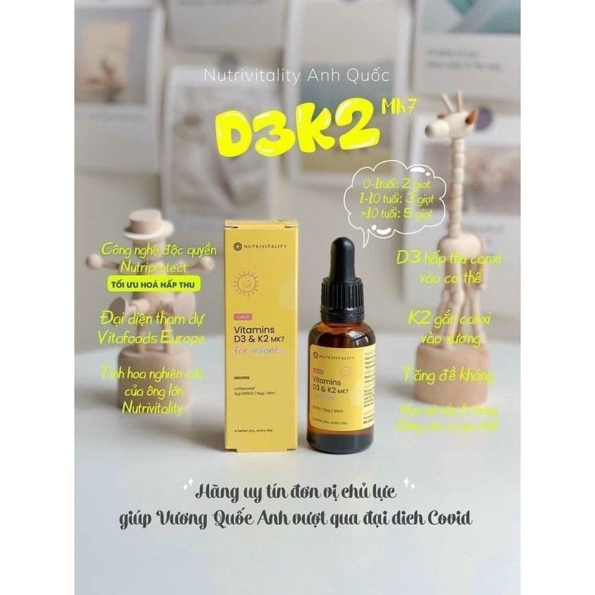 Vitamin D & Vitamin K2D3 cho bé Châu Âu