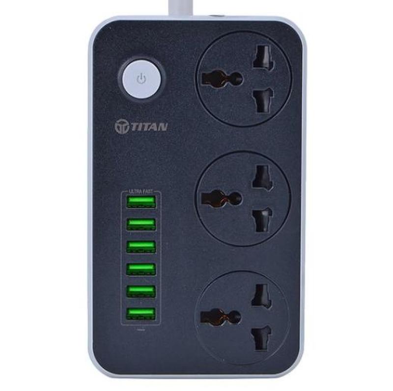 Ổ cắm điện thông minh 6 USB sạc nhanh 3.4A, dây dài 2 mét TITAN CD01 - Hàng chính hãng