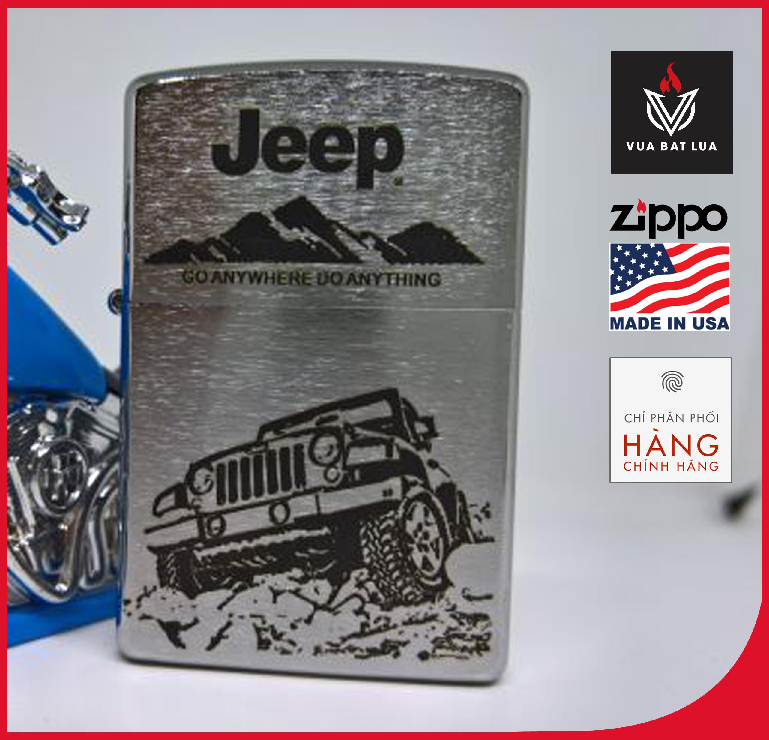 Bật lửa Zippo Xe jeep antique khắc 3 mặt
