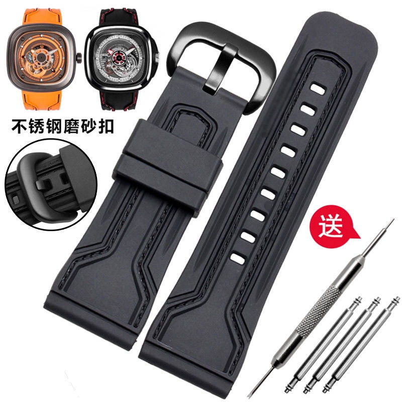 Phù hợp với đồng hồ Seven Friday Dây đeo bằng cao su Sevenfriday silicone Dây đeo đồng hồ silicon mềm chống thấm nước 28mm