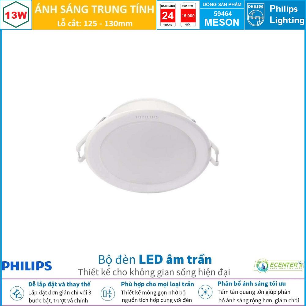Đèn led âm trần 13w philips downlight meson 59464 d125
