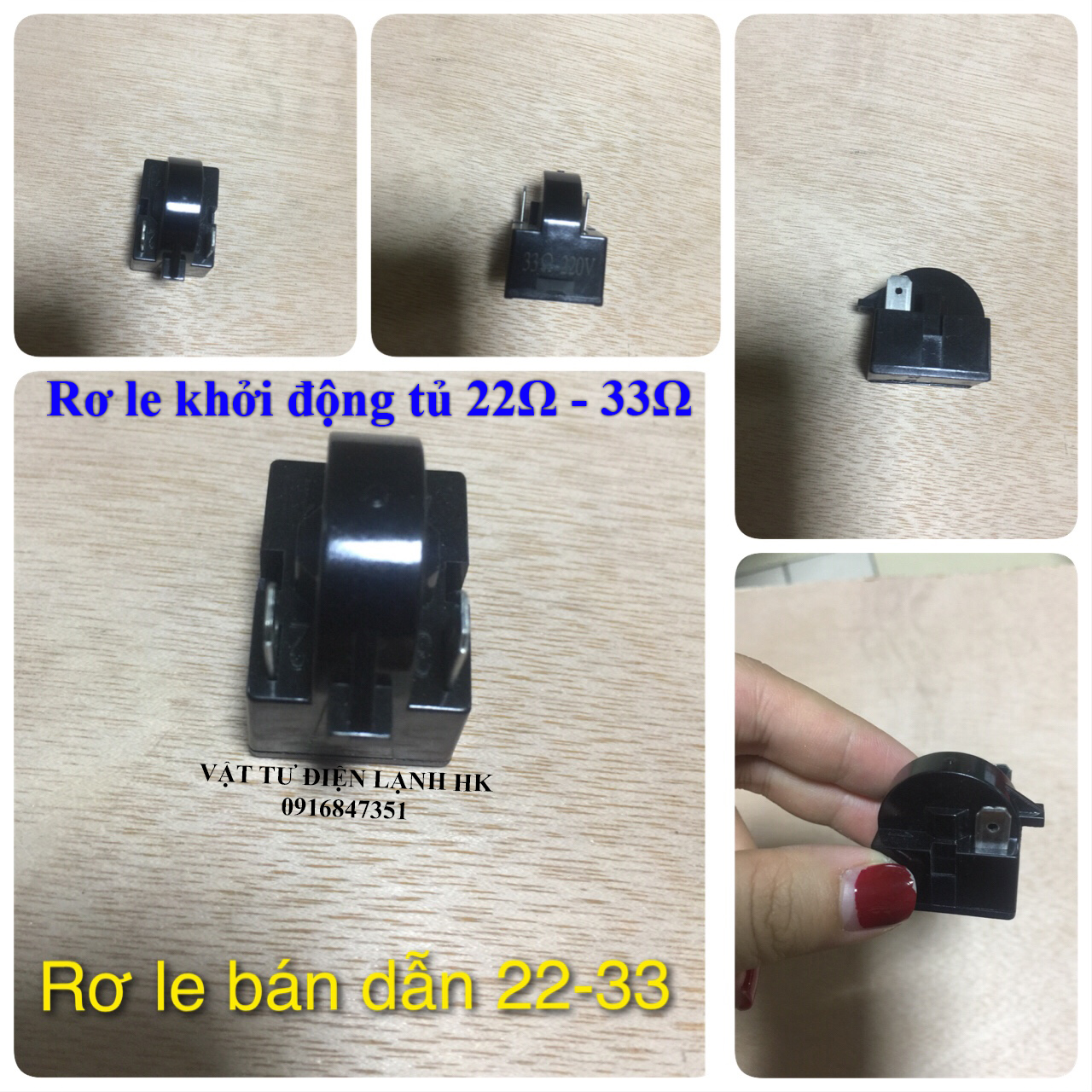 Rơ le khởi động Block Tủ Lạnh 22 33 ôm - Relay bán dẫn ohm máy nén - Tụ đề