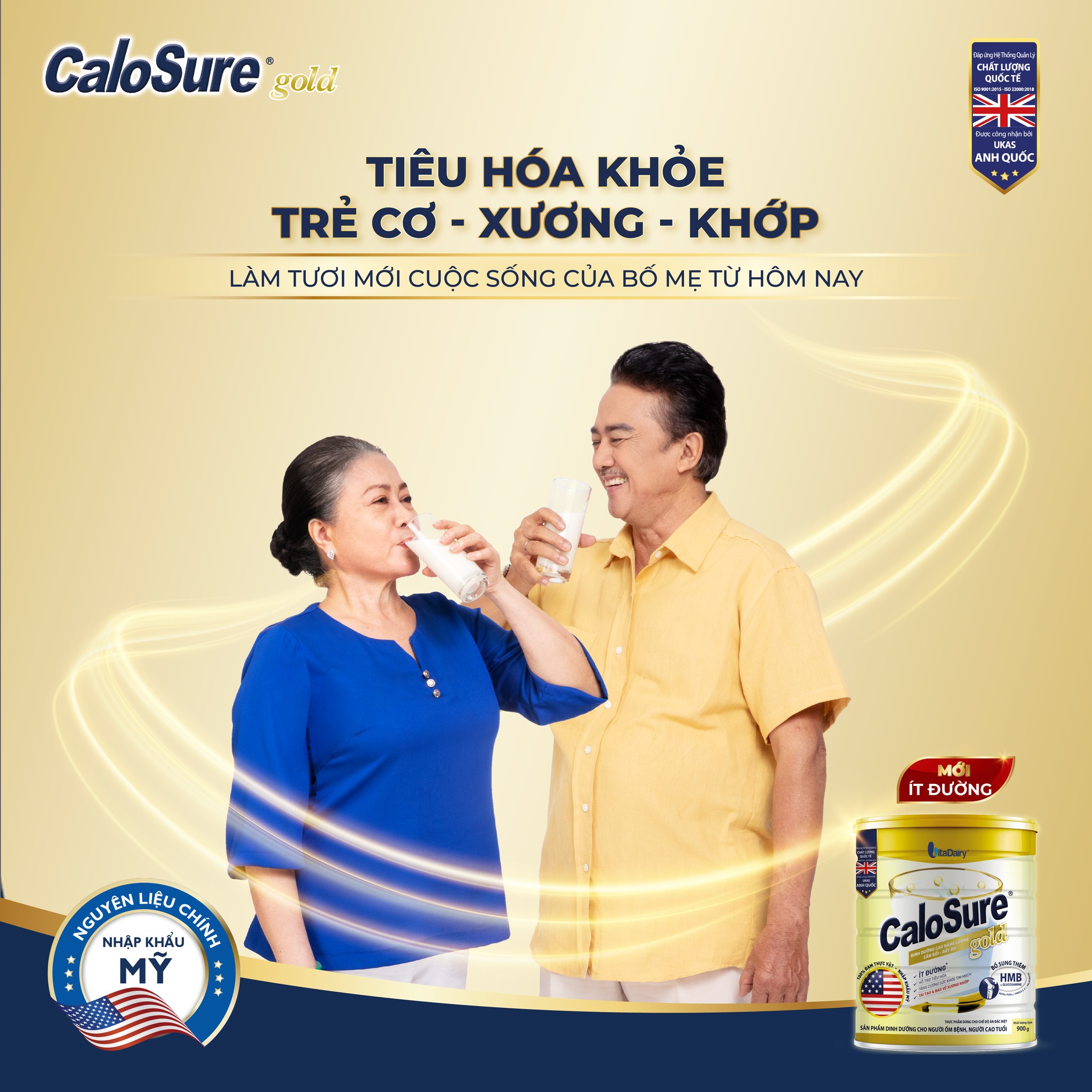 Sữa bột Calosure Gold ít đường 900g