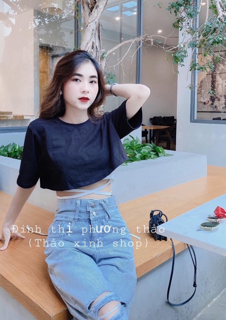 [HCM]Áo Croptop Phôi Dây Đan Chéo Bụng ️️