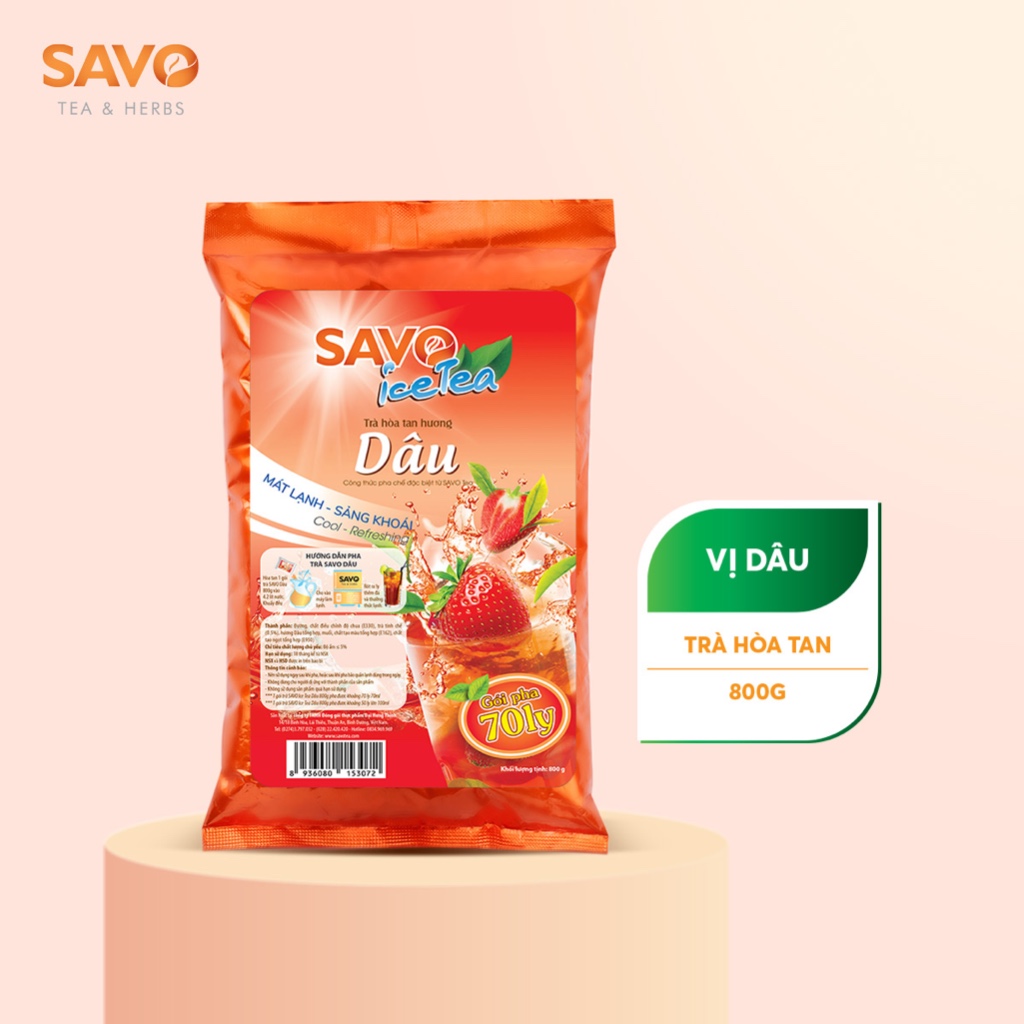 Trà Dâu Hòa Tan SAVO (Strawberry Icetea) - Túi 800g