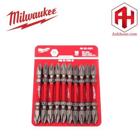 Milwaukee Đầu vặn vít (PH2-65mm) (bộ 10 mũi) 48-32-4361