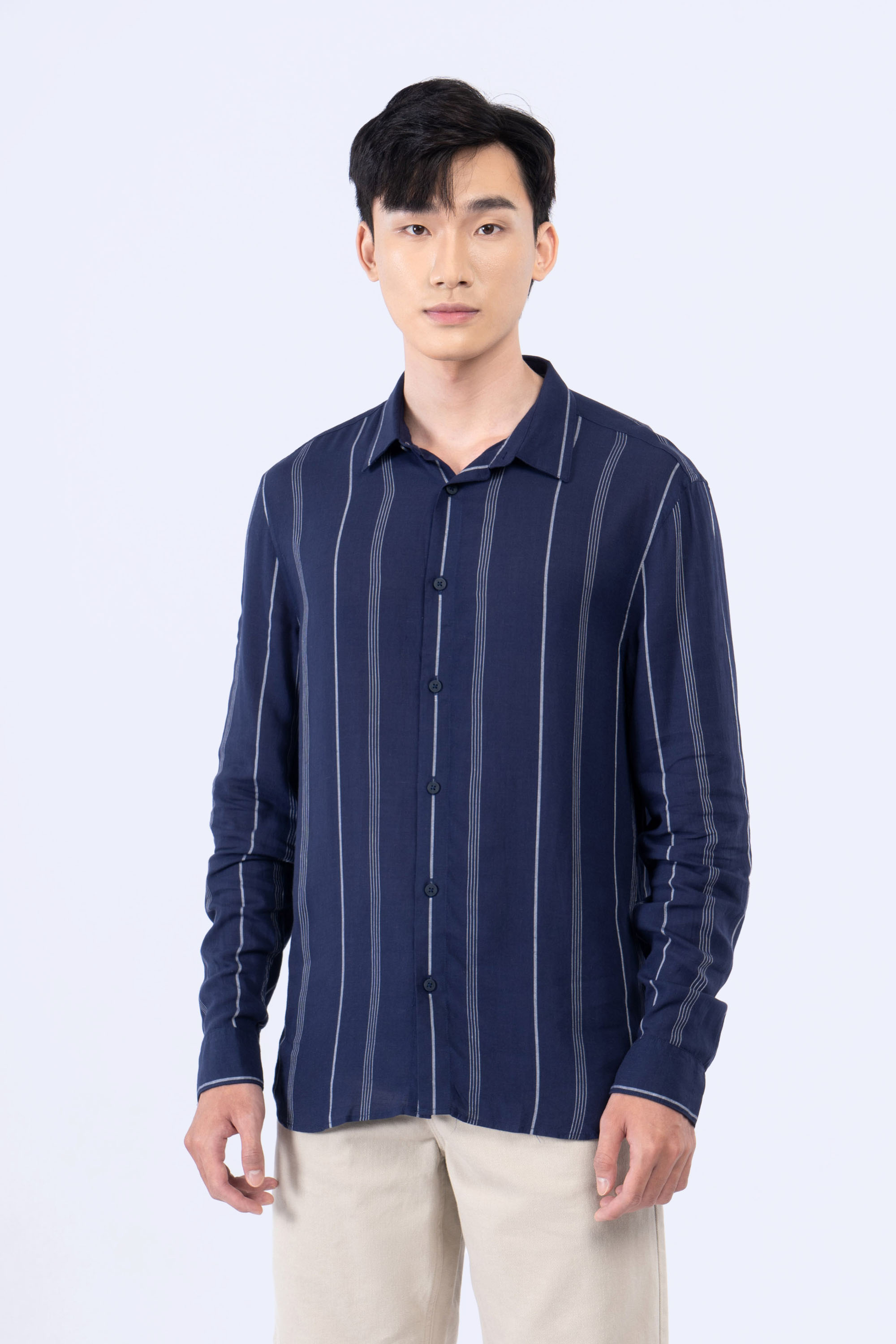 Áo Sơ Mi Nam Tay Dài Kẻ Sọc Form Regular - Routine 10S21SHL015