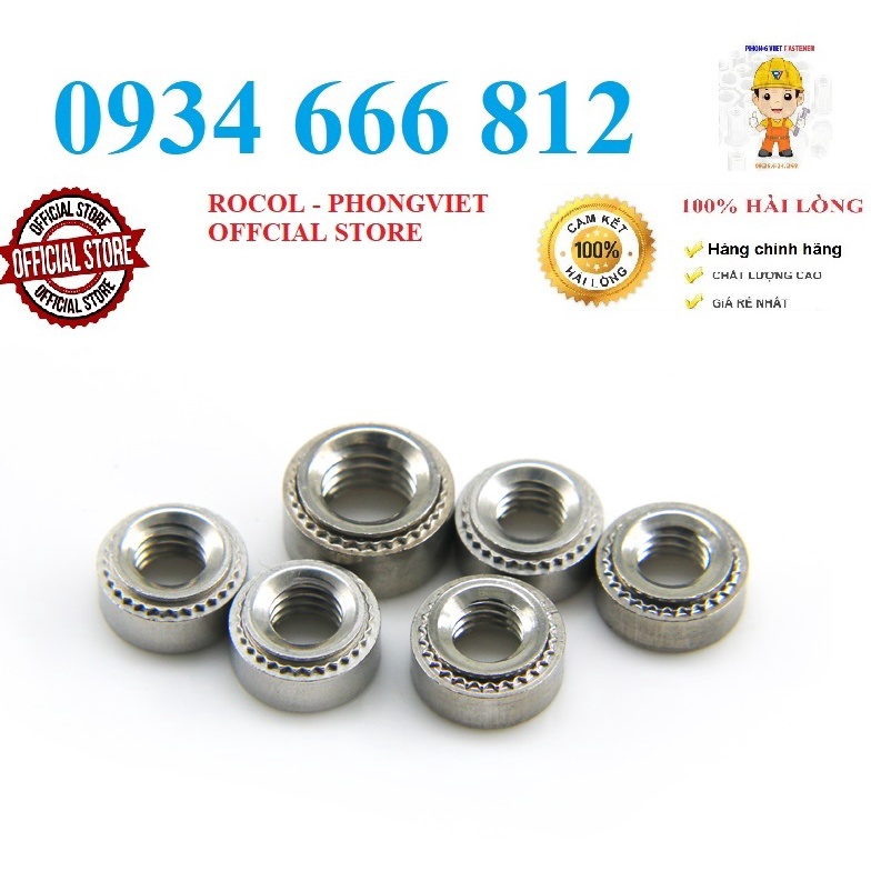 Set 10 cái m2.5-m8 pem, tán dập,đai ốc tán m2.5--m8 inox304