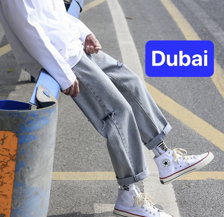 QUẦN BAGGY JEAN NAM CHẤT BÒ ỐNG RỘNG DÀI RÁCH KIỂU , CO GIÃN NHẸ NHẬT BẢN DB-1013 - DUBAI FASHION