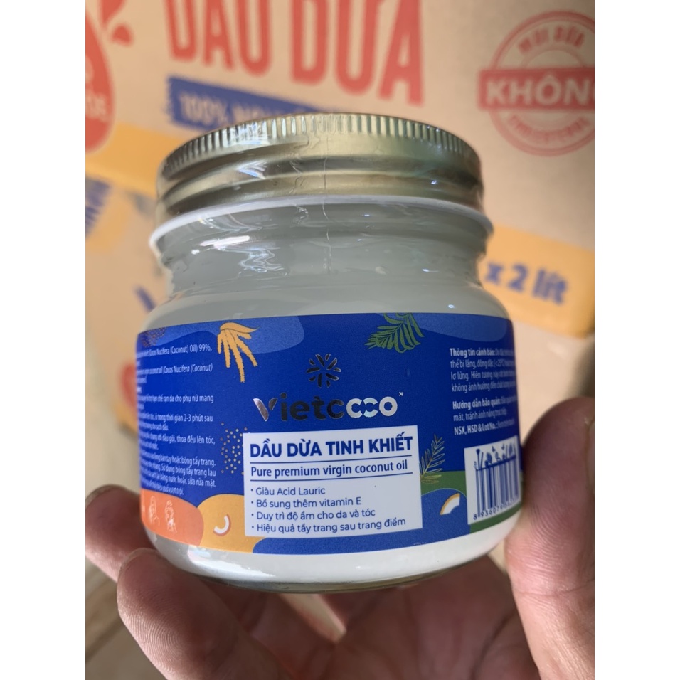 200ml  DẦU DỪA HỮU CƠ ÉP LẠNH NGUYÊN CHẤT VIETCOCO