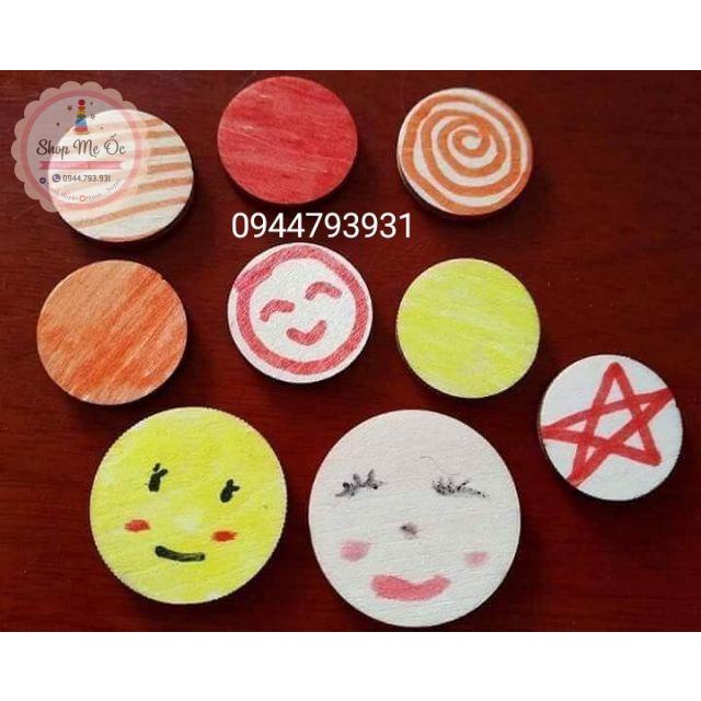 100 miếng gỗ tròn_ Size 1,2,3,4,5cm