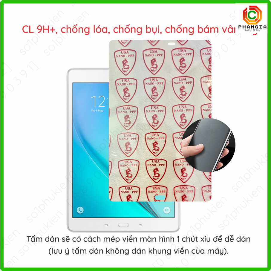 Dán cường lực nano dẻo tablet Samsung Tab A 9.7 (SM-P555)/ Tab A 10.1 (P580, P585, P580y, P585y) (loại có bút Spen)