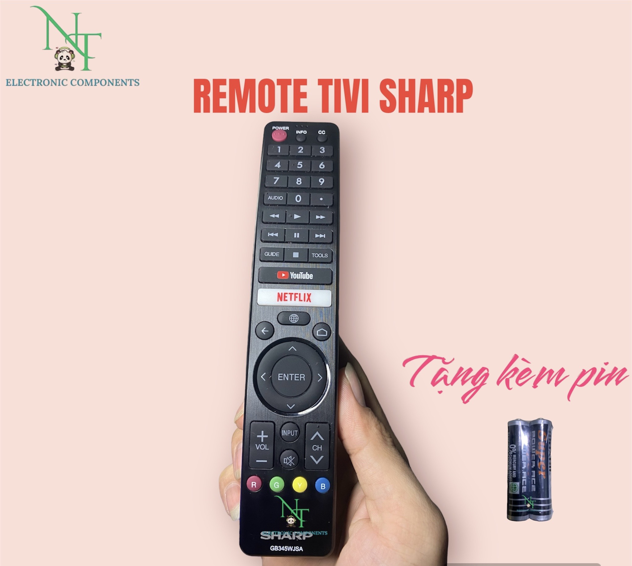 Remote điều khiển tivi sharp smart lcd . đồ bấm tivi sharp . tặng kèm pin sử dụng