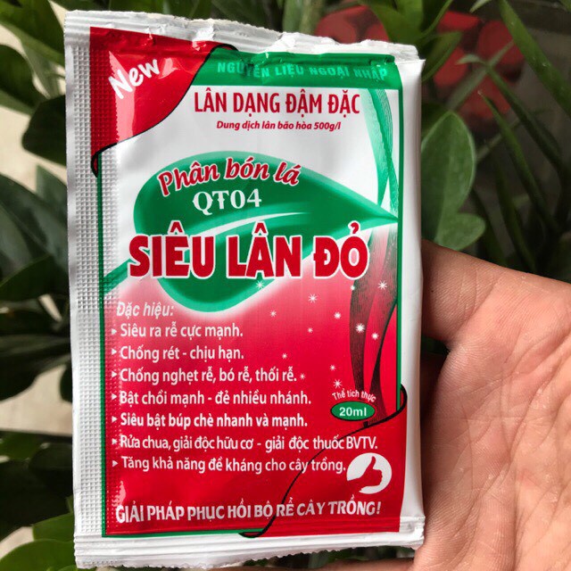 Phân bón lá qt04 siêu lân đỏ, siêu ra rễ cực mạnh, chống rét, bật chồi mạnh gói 20ml