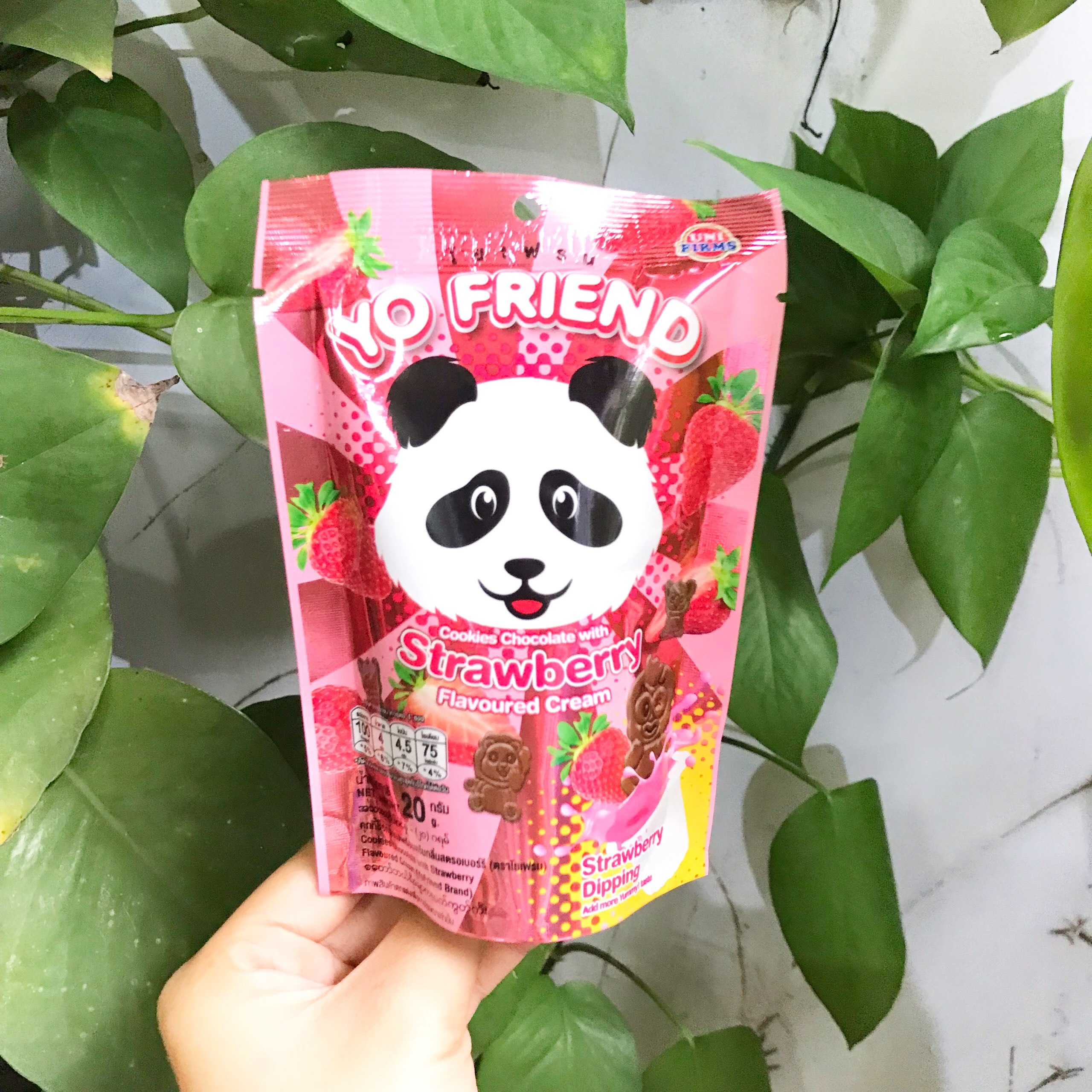 Bánh Gấu Thái Lan Yo Friend Sôcôla Chấm Kem Dâu Cookies