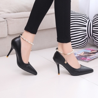 The new spring and summer 2021 ms shoes female high-heeled shoes heel strap shoes white pointed wedding shoe leather shoes single shoes thumbnail