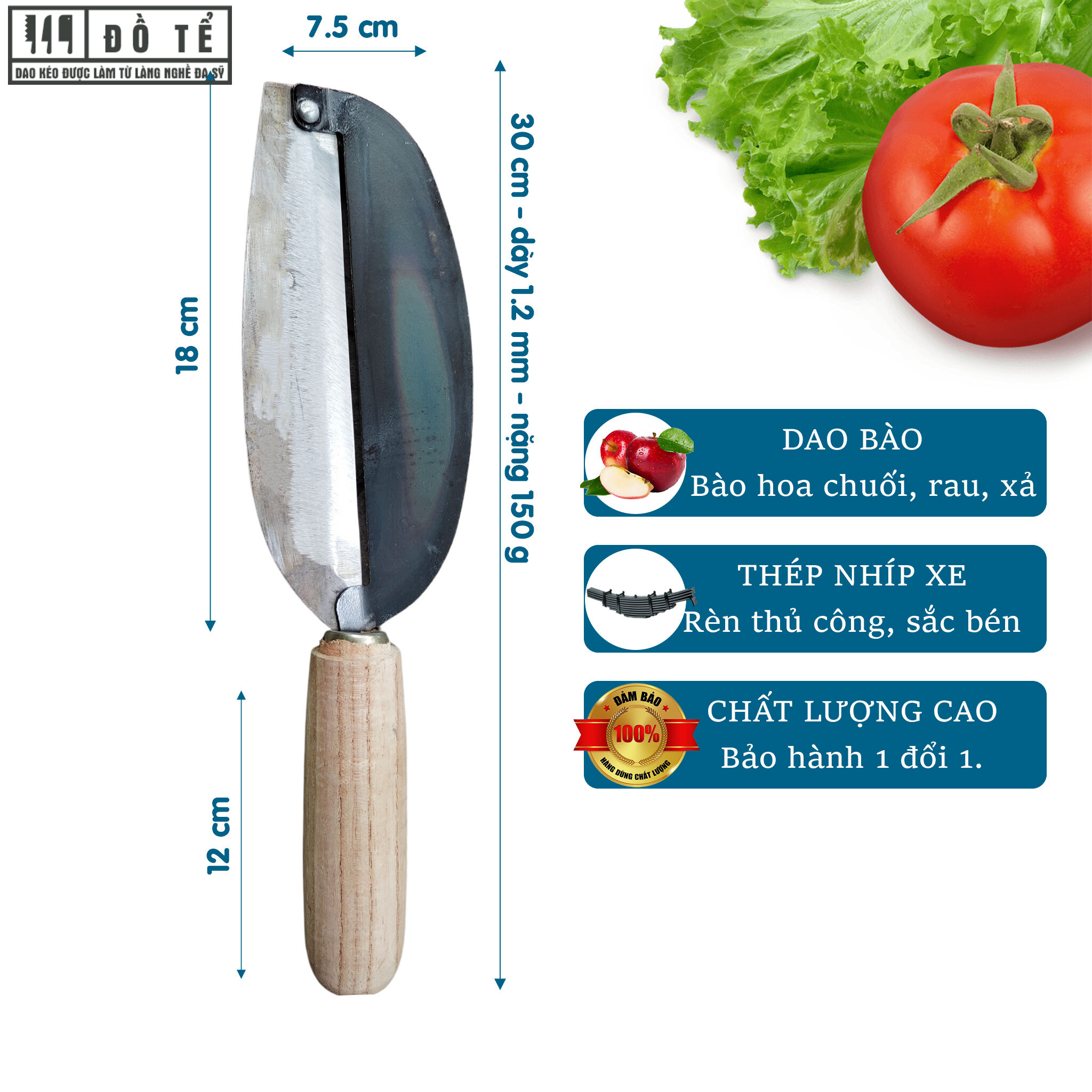 Dao Thái Hoa Chuối, Bào Chuối Cán Gỗ Sản Xuất Tại Làng Đa Sỹ - Xưởng Rèn Đồ Tể - HL22