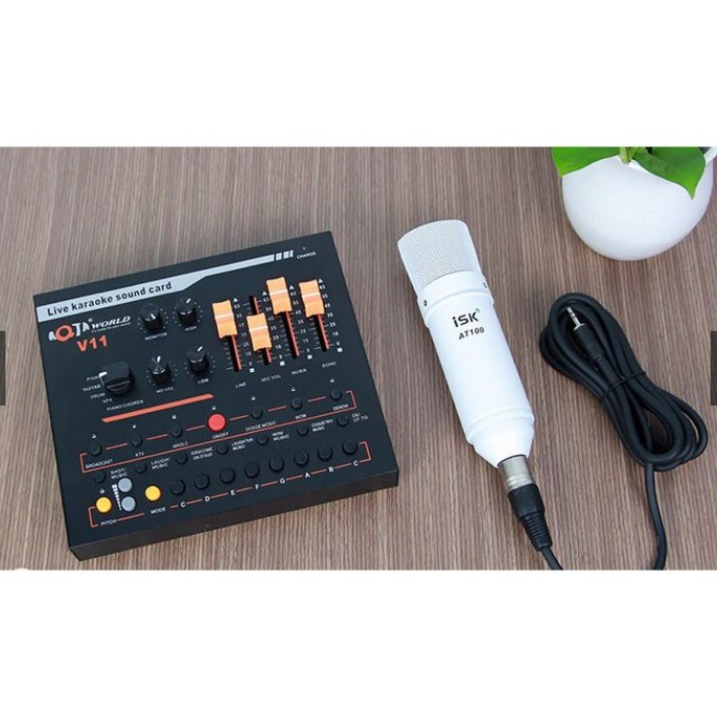 Combo mic livestream AT-100, soundcard V11