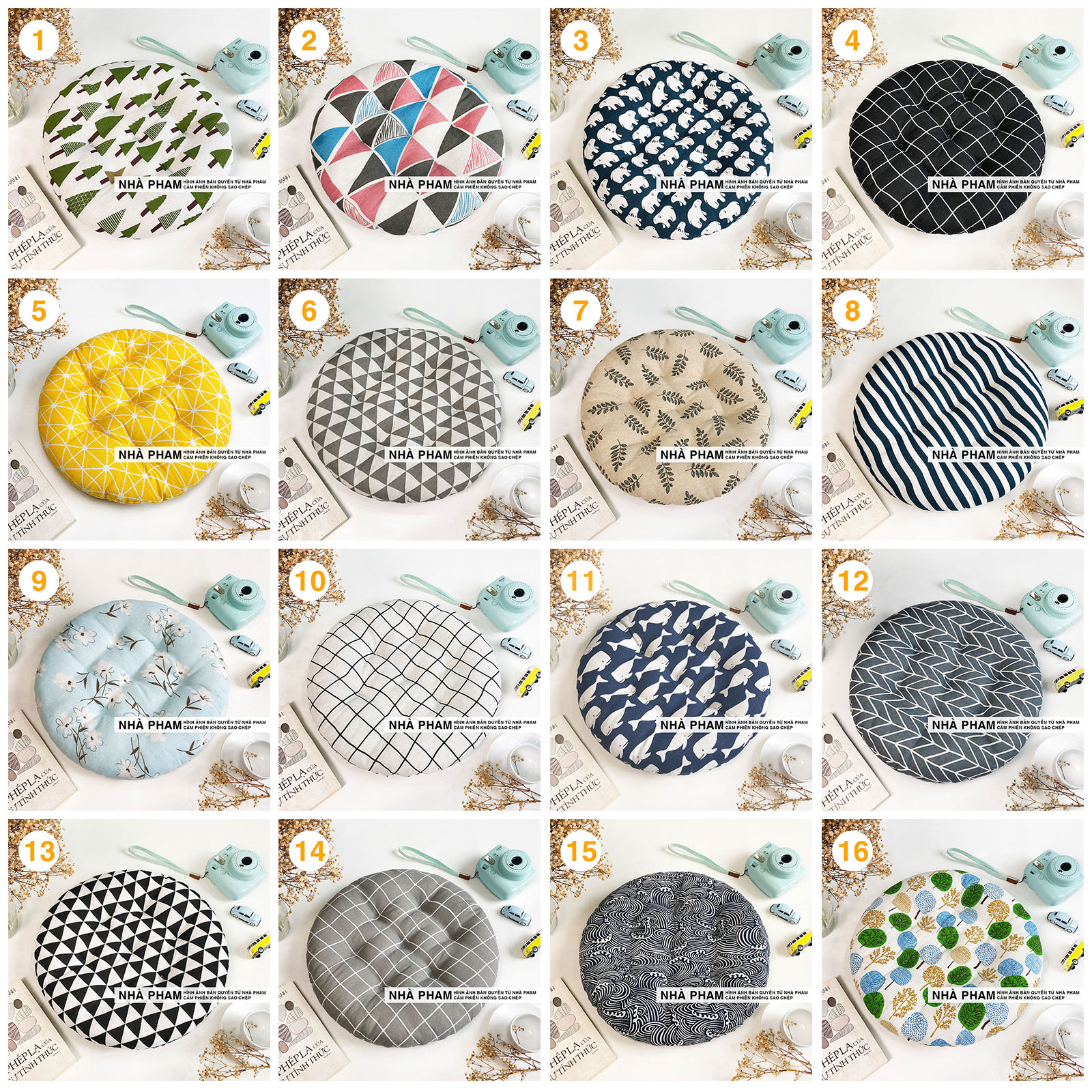 Đệm Tròn Ngồi Bệt PATTERN PHAM (40,45,50cm) (NO17-32)