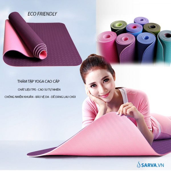 [HCM][CAO CẤP - TẶNG TÚI] THẢM TẬP YOGA TPE CAO CẤP 2 LỚP DÀY