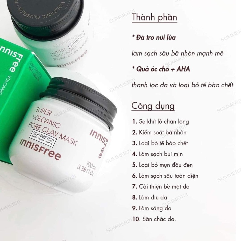 [Mẫu Mới] Mặt Nạ Đất Sét Innisfree Super Volcanic Pore Clay Mask 100ml