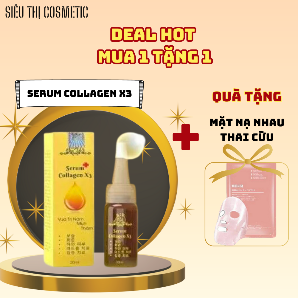 SERUM CĂNG BÓNG COLLAGEN X3 + tặng nạ nhau thai cừu