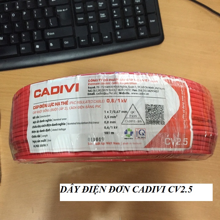 [HCM]DÂY ĐIỆN ĐƠN CADIVI 2.5 - CUỘN 100 MÉT