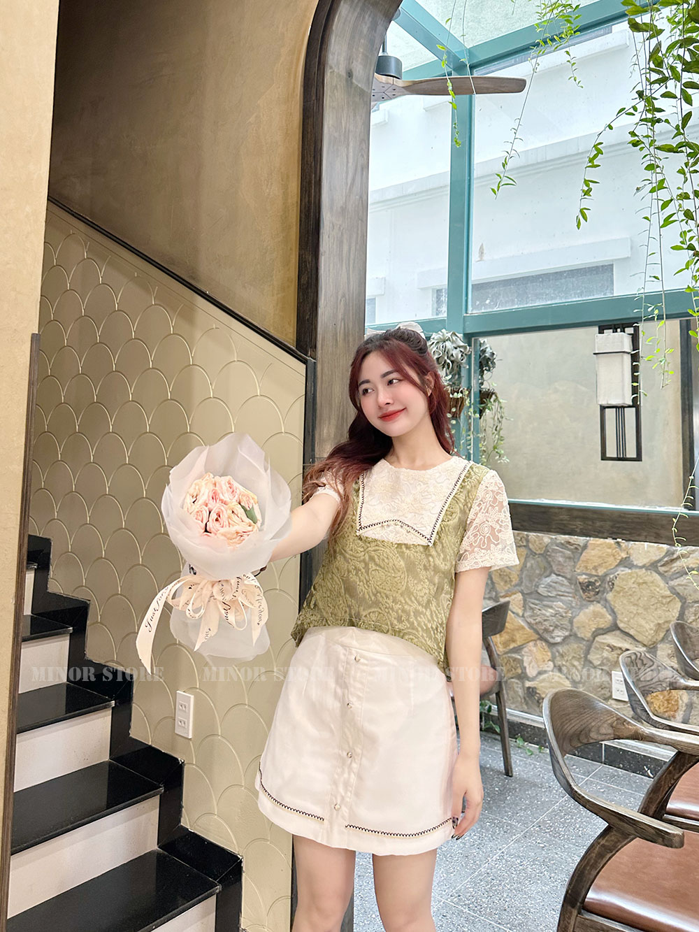 QUẦN VÁY KIỂU MÀU TRẮNG 4 NÚT [MINOR VALERIE]