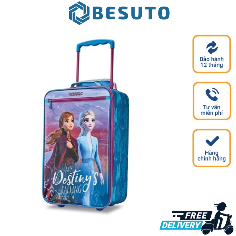 American Disney Frozen Softside Travel Suitcase, Size 18 inches, Suitcase for Children, Travel Suitcase Suitable for Long Trips, Imported to Germany, 12 Month Warranty