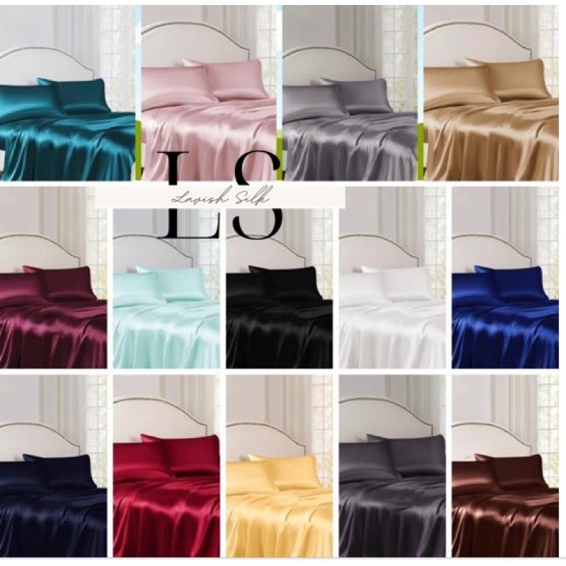 Ga Giường Drap Lẻ Phi Lụa Lavish Silk cao cấp mát lạnh hàng loại 1  - Đen