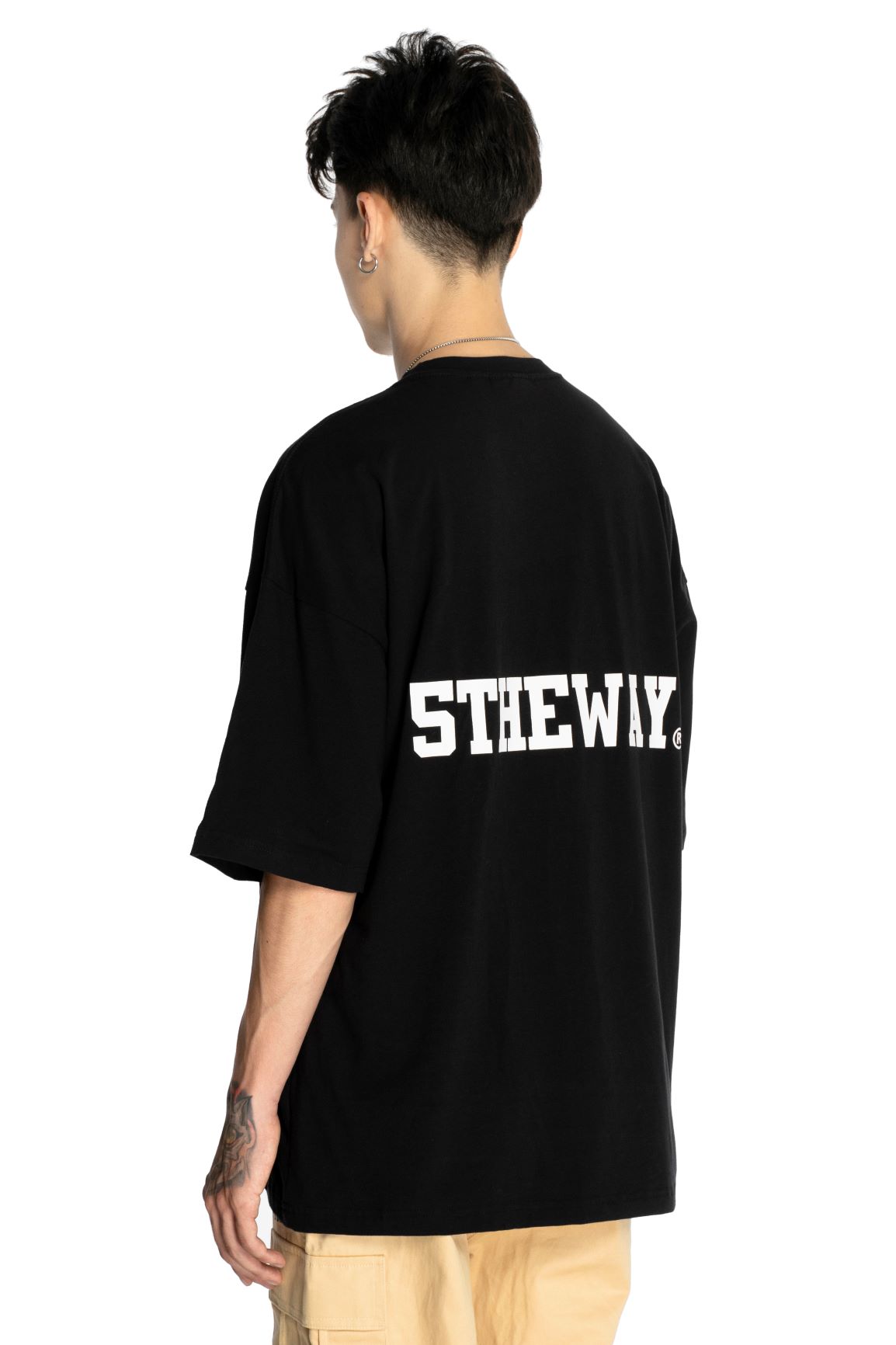 5THEWAY® /solid/ OVERSIZED TEE™ in BLACK aka Áo Thun Đen Tay Ngắn