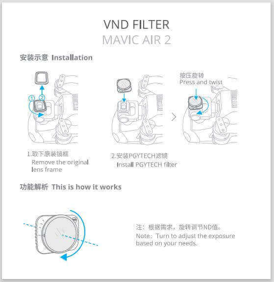 Kính lọc Mavic Air 2S VND Filter (6 to 9 stop) – PGYtech