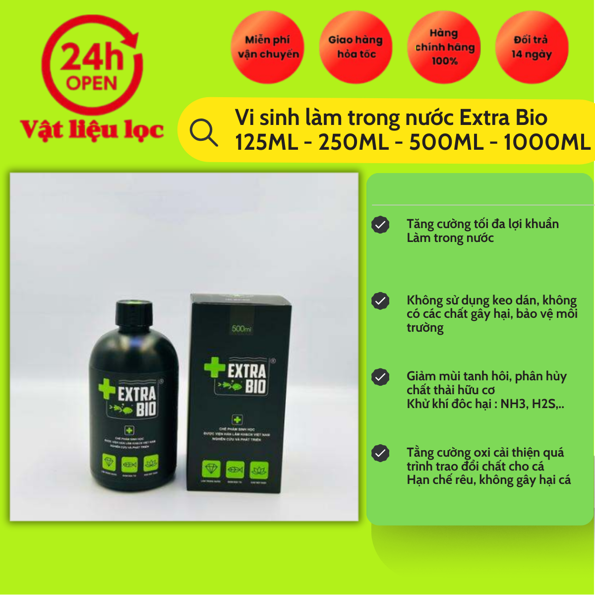 Men Vi Sinh Extra Bio làm trong nước bể cá - ExtraBio cao cấp cho cá cảnh