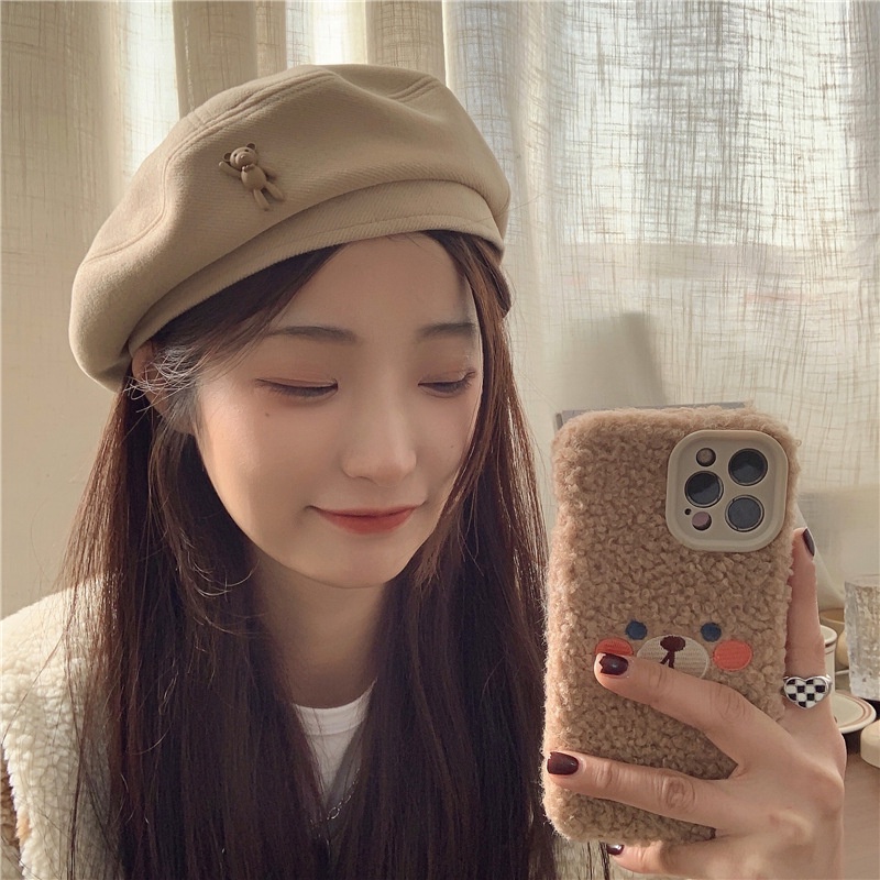 Mũ nồi beret tag gấu siêu xinh