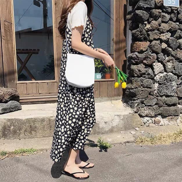 [HCM]ĐẦM HOA CÚC ĐEN DÂY DÁNG SUÔNG