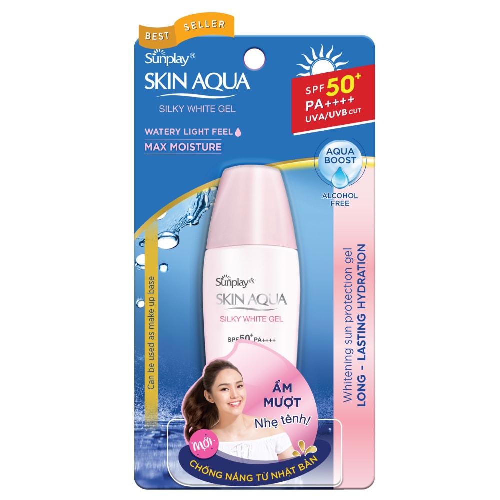 [HCM]Kem chống nắng dưỡng da trắng mịn Sunplay Skin Aqua Silky White Gel SPF50+ PA++++ 30GR