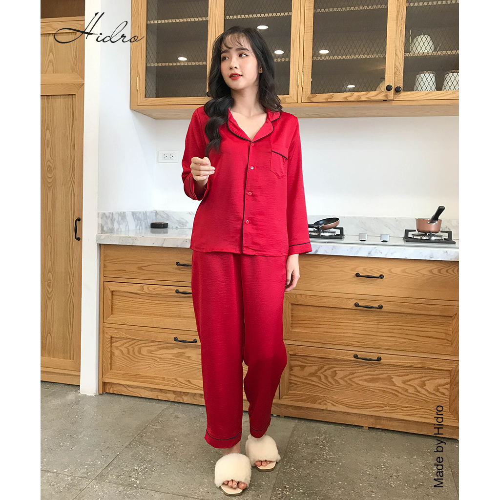HIDRO Bộ pijama tằm trơn