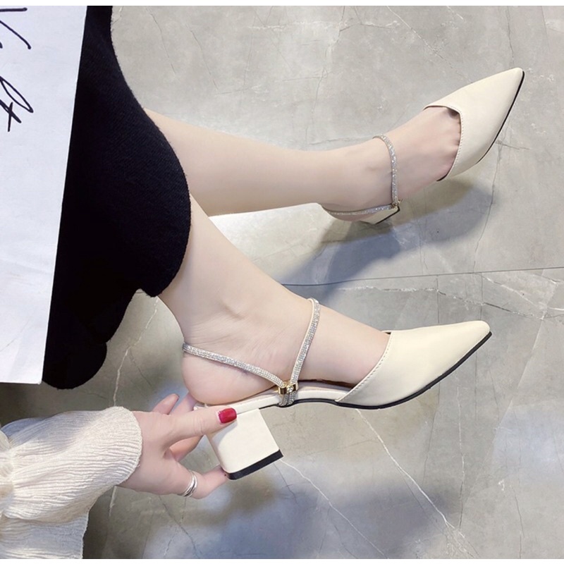 Giày cao gót bịt mũi 5cm gót vuông CG-0588