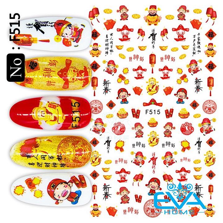 [HCM]Miếng Dán Móng Tay 3D Nail Sticker Tráng Trí Hoạ Tiết Tết Đón Xuân F515